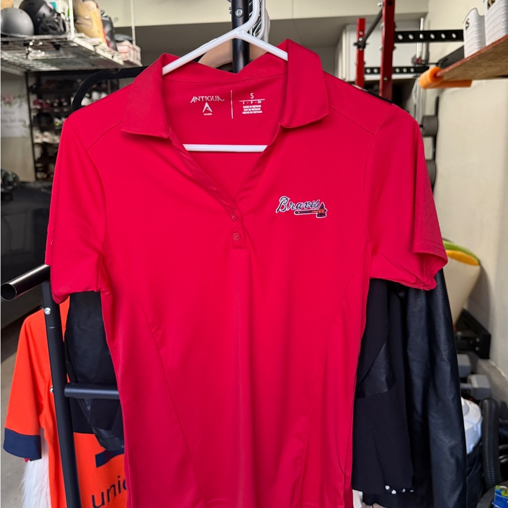 Antigua Women's Atlanta Braves Vibrant Red Polo
